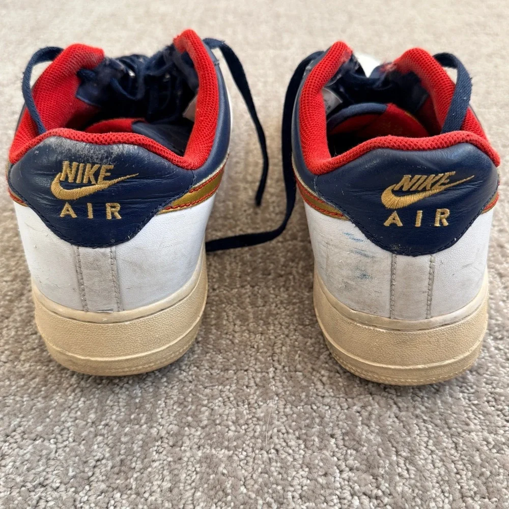 Nike Air Force 1 Low White Navy Red Gold Men's Size 10.5 317295-171 Vintage
